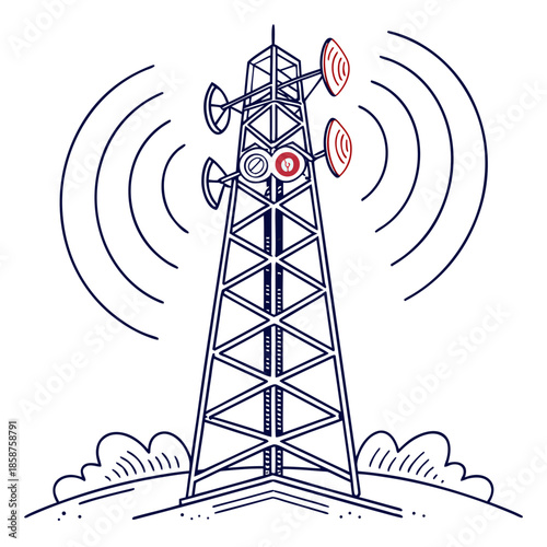 Communication tower broadcasting signals