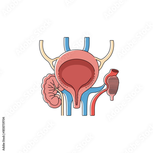 Human Urinary System Anatomy Diagram Vector Illustration