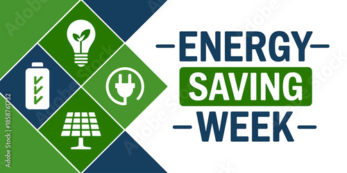 Energy Saving Week Promotional Graphic Design with Icons
