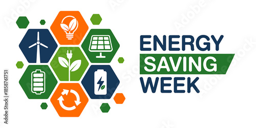 Energy Saving Week Graphic with Renewable Icons