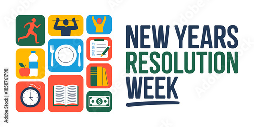 Colorful New Years Resolution Week Concept Illustration