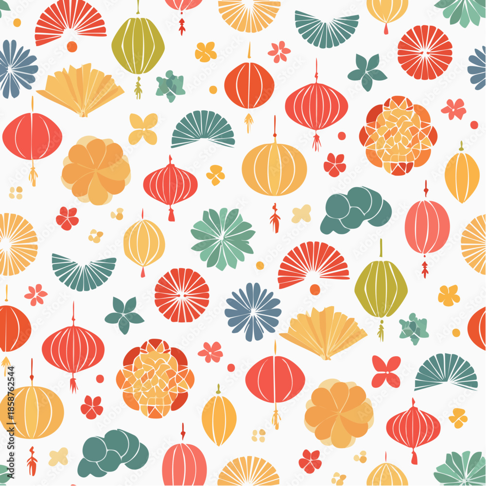 Fototapeta premium Seamless pattern for Lunar New Year 2026, vector