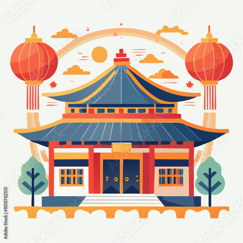 Modern flat illustration for Chinese New Year marketing