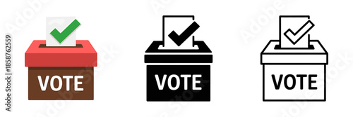 Three voting boxes with checkmarks for election day voting