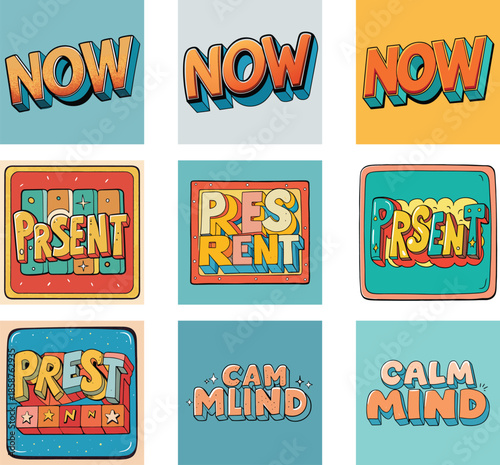 Retro Typography Set with Inspirational Quotes Vector Illustration