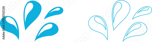 Water drops icons set collection with droplet splash symbols in flat and line style, liquid rain fluid illustration group for weather nature hygiene UI design and clean graphic elements