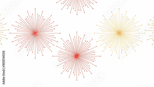 Vibrant fireworks explode in the night sky with colorful sparks and radiant lights