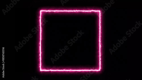 Glowing geometry rectangle frame, Neon Square line spectrum loop