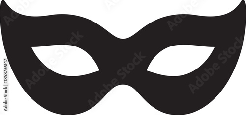 An elegant black masquerade mask with gold decoration isolated on a white background for a mysterious Venetian carnival or theatrical costume party illustration