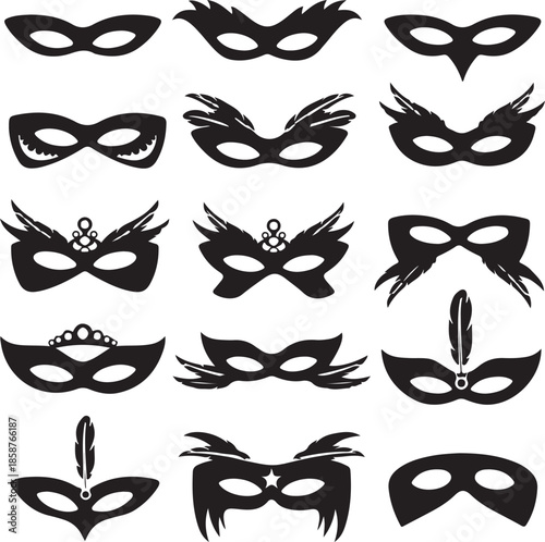 Set of vintage vector mustache and skull silhouettes with hipster glasses and beard icons for retro men fashion design illustration