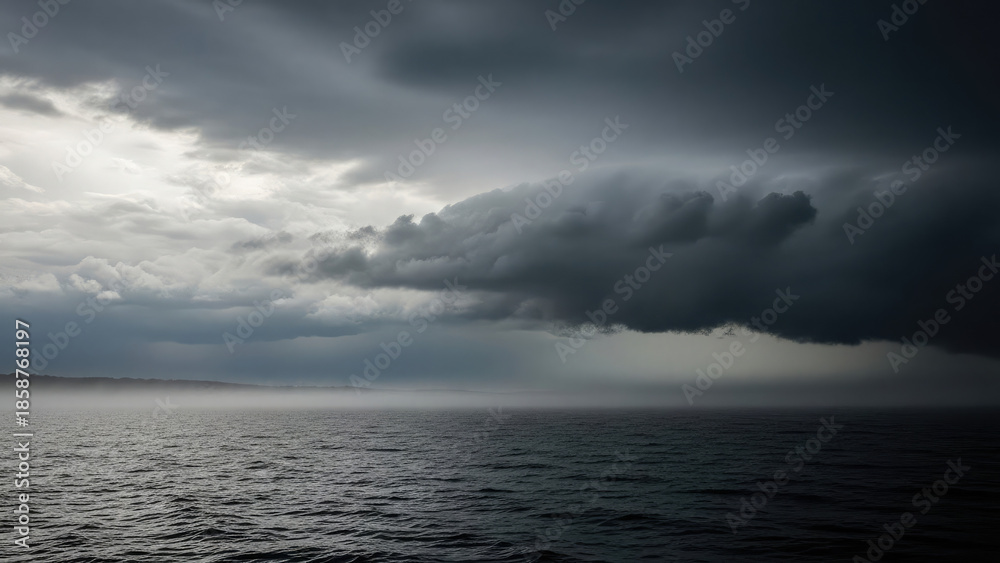 Obraz premium Dark stormy clouds over ocean