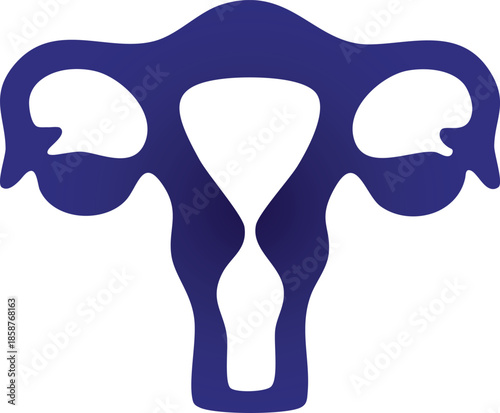 Symbolic representation of the female reproductive system, emphasizing the uterus and fallopian tubes in a clean, stylized graphic