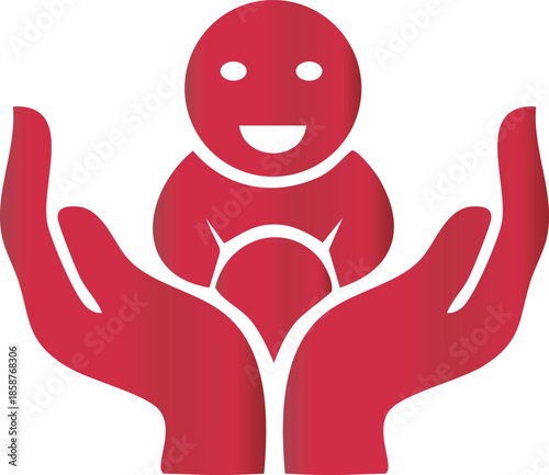 Care and Protection Symbolizing a Baby Held Safely Within Cupped Hands, Illustrating Nurturing and Security