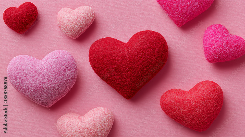 Obraz premium Soft textured hearts representing affection warmth and emotional connection in a symbolic expression of love. 