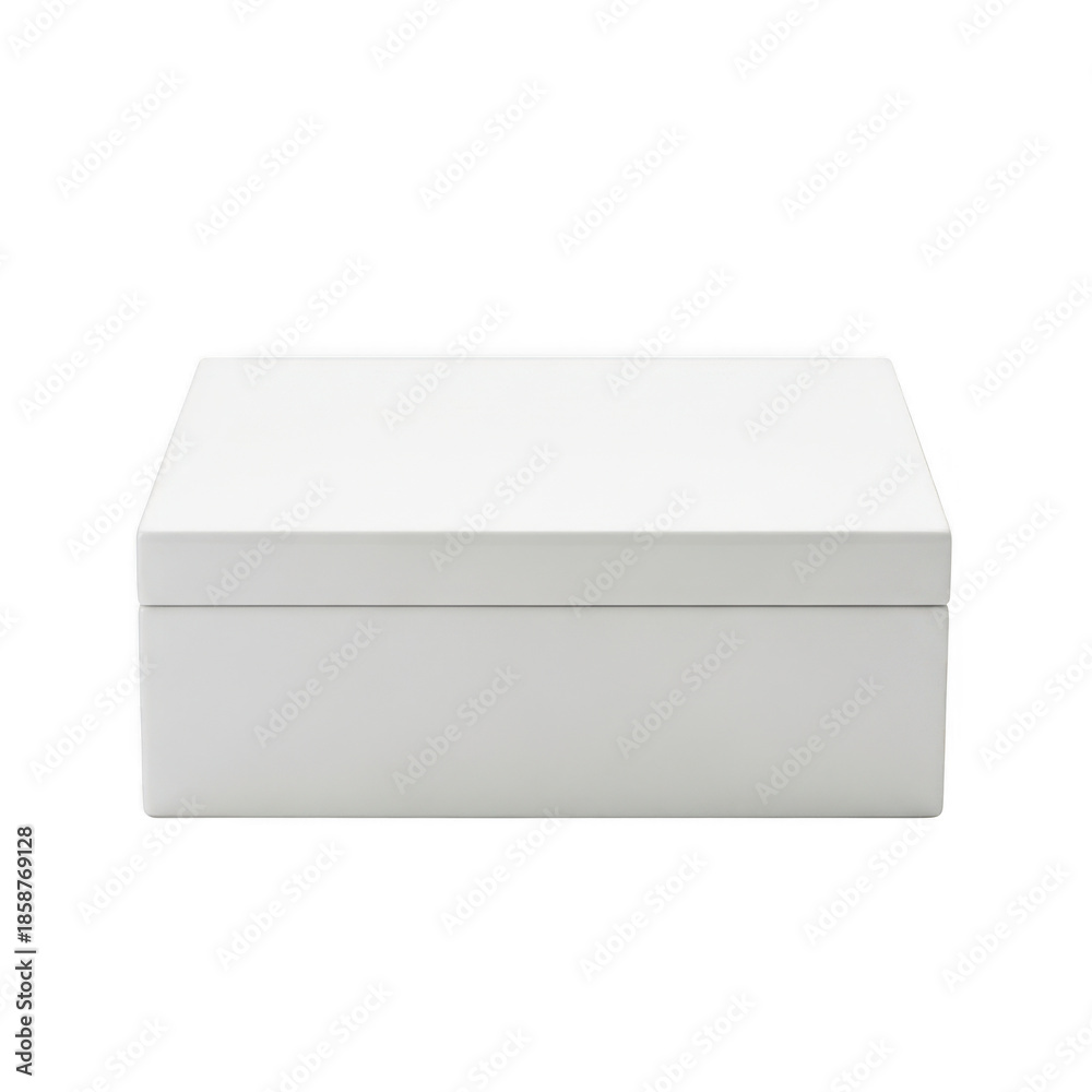 Fototapeta premium Closed white rectangular cardboard box for product packaging or storage mockup isolated on transparent background