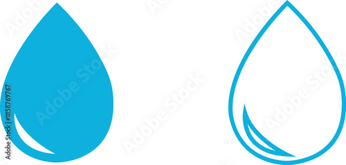 Water drops icons set collection with droplet splash symbols in flat and line style, liquid rain fluid illustration group for weather nature hygiene UI design and clean graphic elements