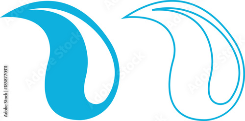 Water drops icons set collection with droplet splash symbols in flat and line style, liquid rain fluid illustration group for weather nature hygiene UI design and clean graphic elements