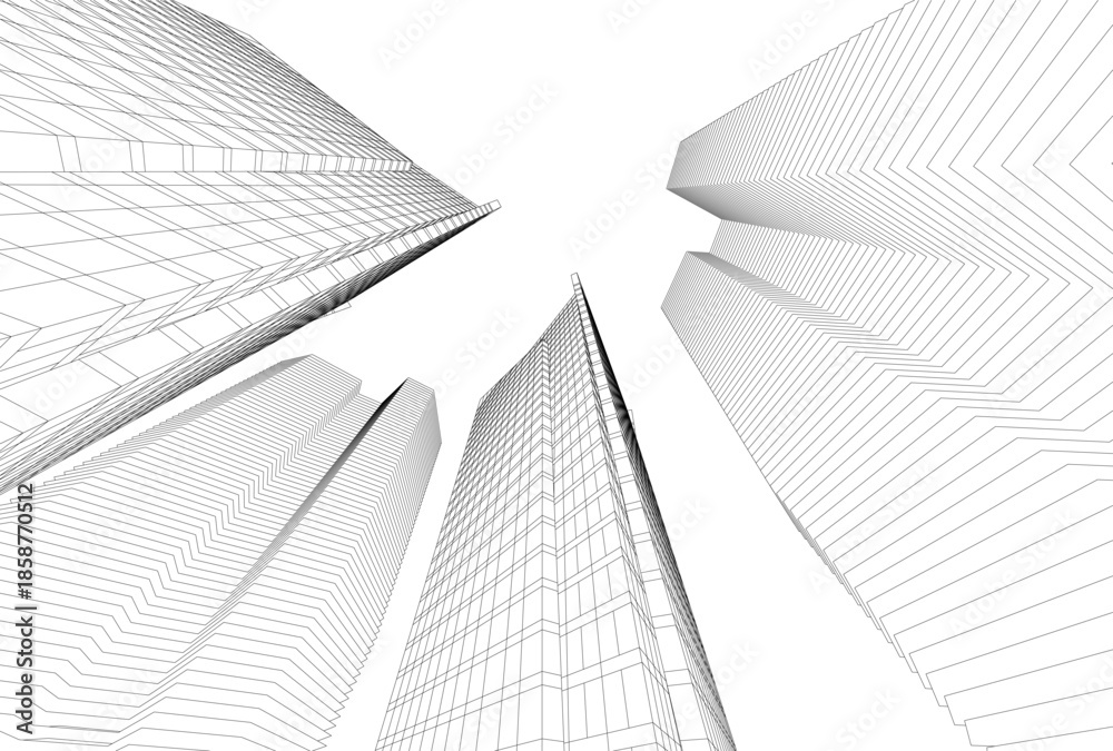 Fototapeta premium Abstract architecture building 3D illustration