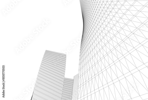 Abstract architecture building 3D illustration