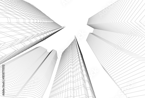 Abstract architecture building 3D illustration