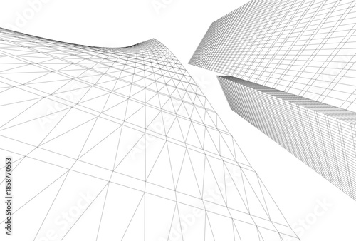 Abstract architecture building 3D illustration