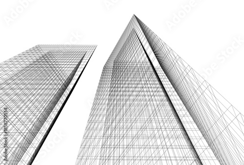 Abstract architecture building 3D illustration