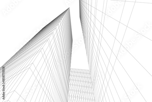 Abstract architecture building 3D illustration