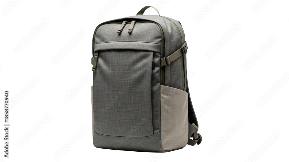 Fototapeta premium A modern gray backpack on transparent background, perfect for travel and outdoor activities