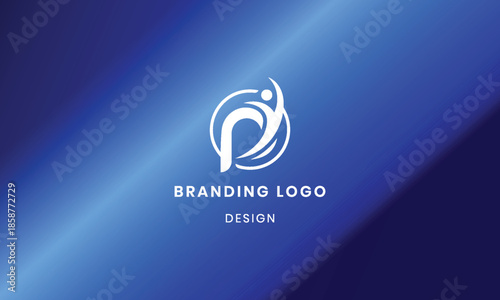 Creative P letter logo with abstract gradient background .