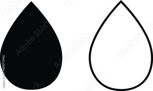 Water drops icons set collection with droplet splash symbols in flat and line style, liquid rain fluid illustration group for weather nature hygiene UI design and clean graphic elements