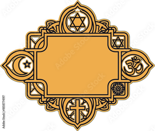 Religious Symbols Frame Design.