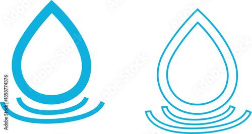 Water drops icons set collection with droplet splash symbols in flat and line style, liquid rain fluid illustration group for weather nature hygiene UI design and clean graphic elements