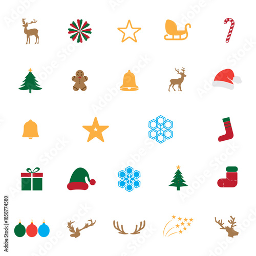 set of christmas icon vector illustration template design