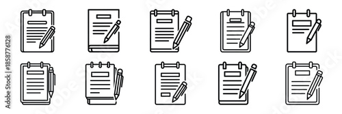 Collection of writing skills Editable stroke icon set.