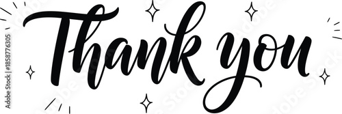 Thank You - Elegant Calligraphy Design with Sparkling Accents