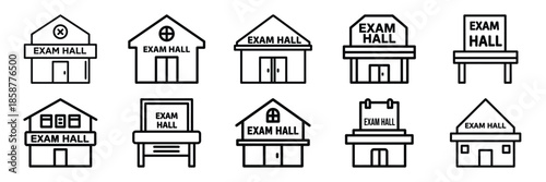 Collection of exam hall Editable stroke icon set.