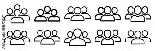 Collection of group discussion Editable stroke icon set.