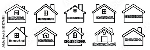 Collection of homeschool Editable stroke icon set.