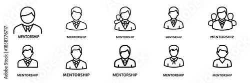 Collection of mentorship Editable stroke icon set.