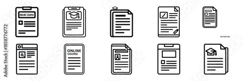 Collection of online course Editable stroke icon set.