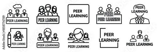 Collection of peer learning Editable stroke icon set.