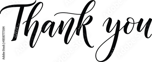 Elegant Black Script \"Thank You\" Typography for Gratitude and Appreciation Messages