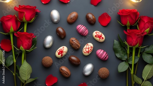 Easter chocolates and roses arrangement