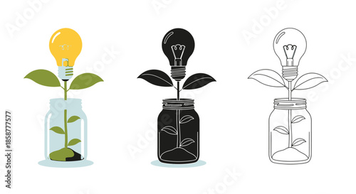 Growing ideas light bulb plants in different artistic styles displayed