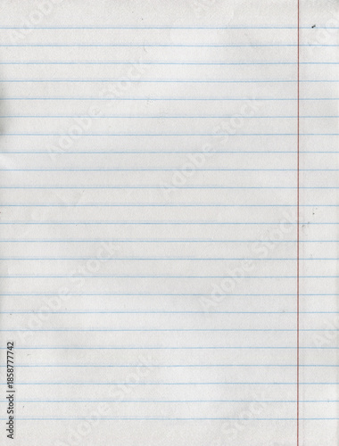 Clean lined notebook paper texture with subtle grain and soft off white tone. Minimal background suitable for education, writing, school concepts, stationery design and vintage paper layouts.