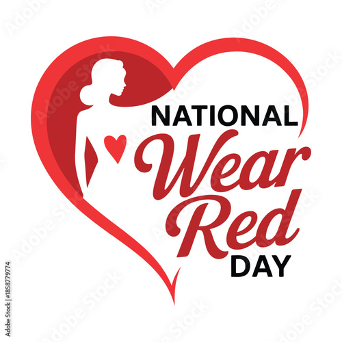 national wear red day heart design, vector illustration