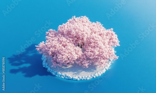 Fantasy pink floral cloud formation on blue background for conceptual design