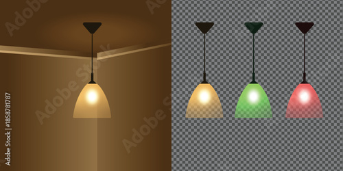 Hanging Lamp Fixtures with Different Color Glows