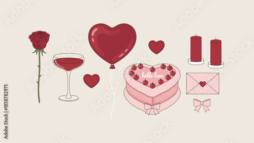 Heart-shaped pink love gift with ribbon and beautiful melody for Valentine's Day celebration, romantic design, and wedding card illustration