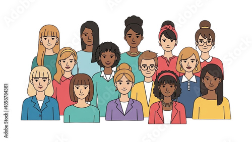 Wallpaper Mural Diverse group of women standing together in a vibrant display of unity and solidarity Torontodigital.ca